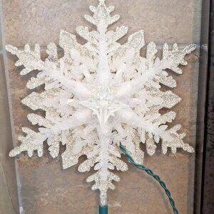 GE Silver Snowflake 19 Light Christmas Tree Topper